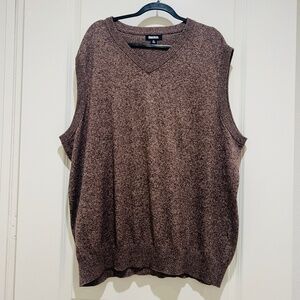 King Size Lightweight V-Neck brown knit Sweater Vest Big + Tall 3XL cotton wool